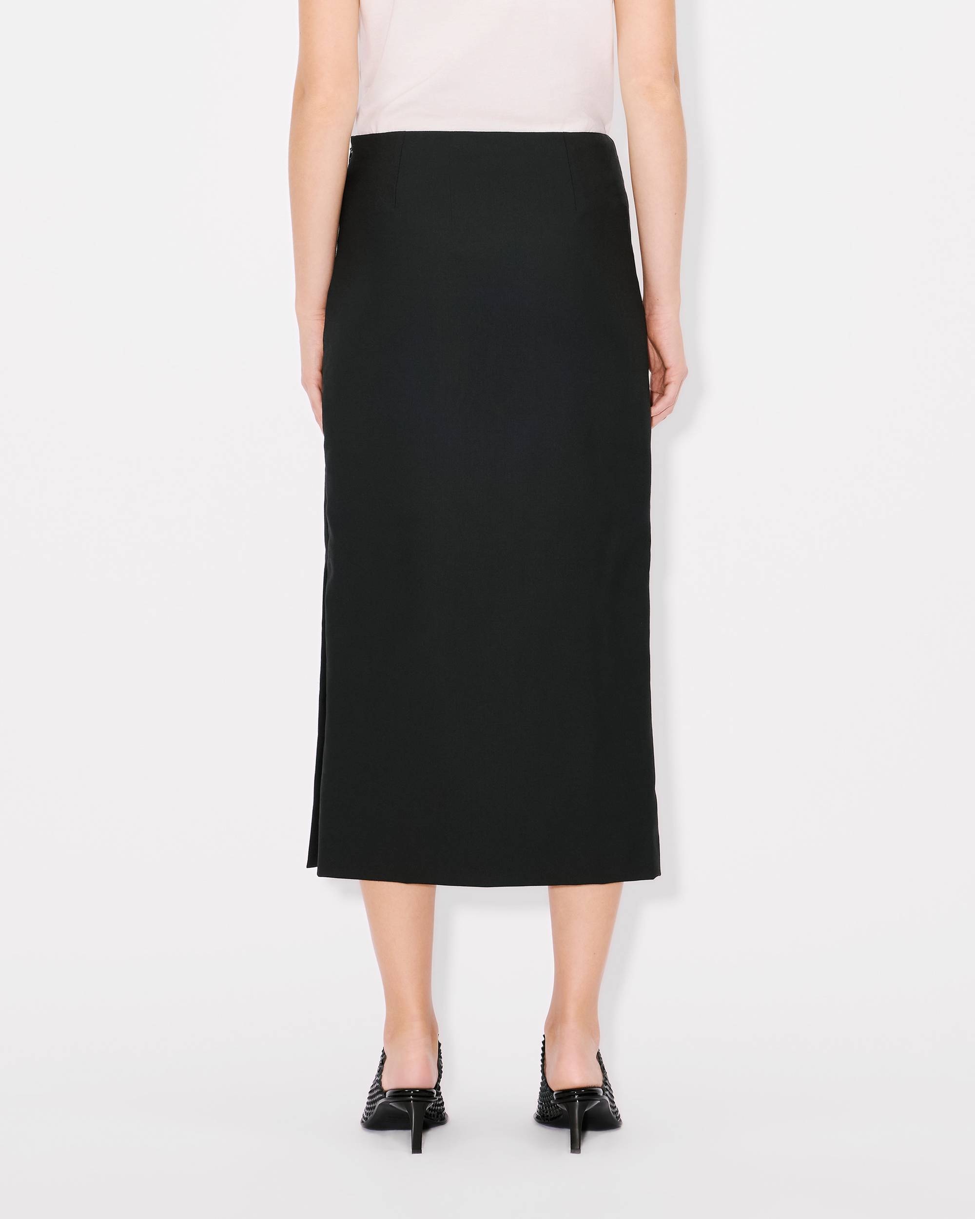'KENZO Paris Jungle' embroidered long straight skirt in virgin wool - 5