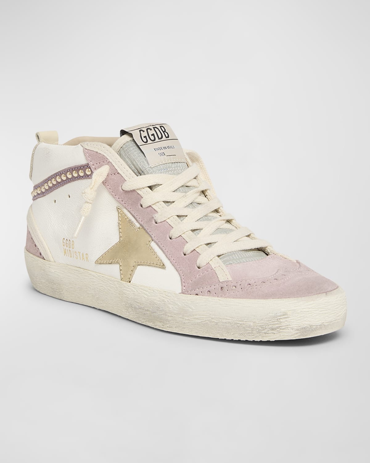 Midstar Mixed Leather Pearly Mid-Top Sneakers - 3