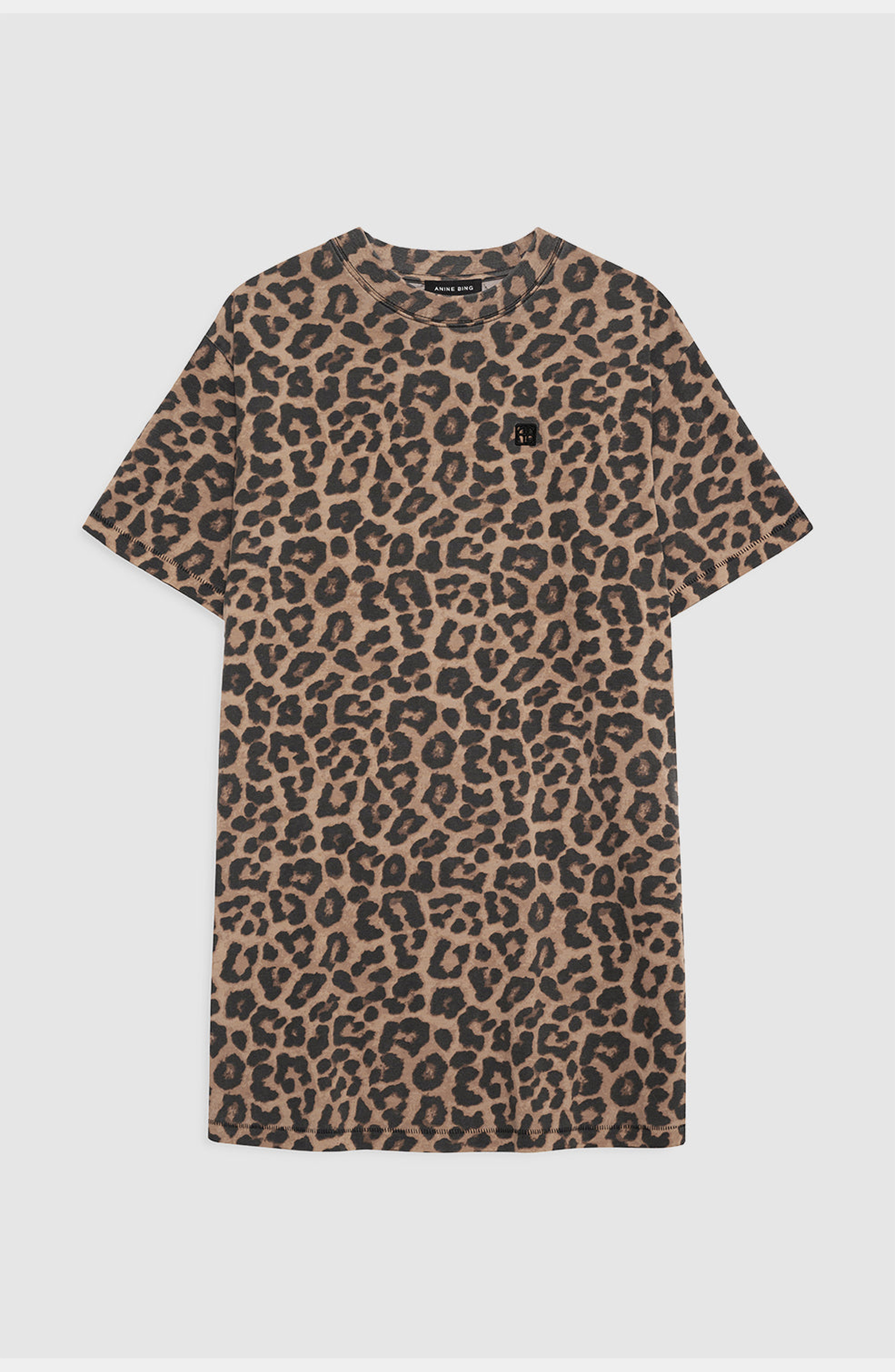 ANINE BING Beth Mini Dress in Black And Brown Leopard at Nordstrom - 4