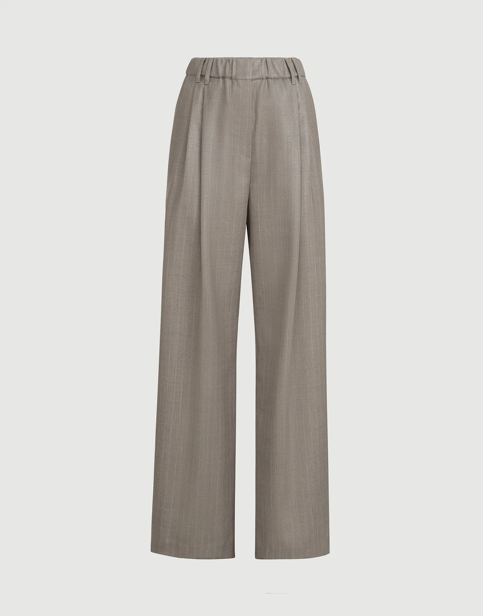 Sparkling virgin wool pinstripe track trousers with monili - 1