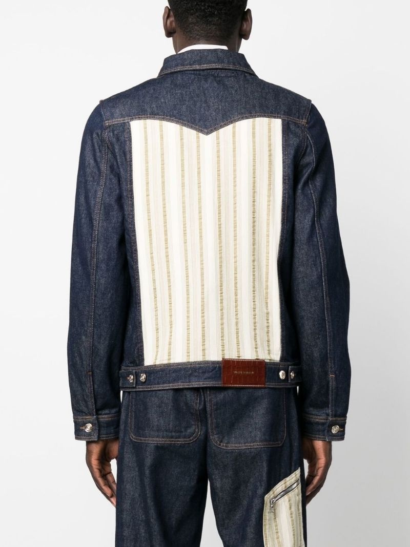 contrast-panel denim jacket - 4