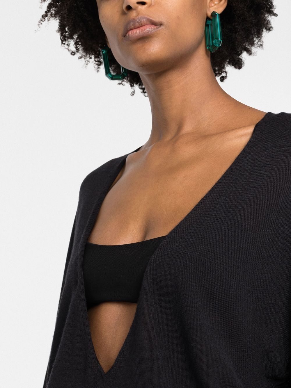 plunging V-neck knit top - 5