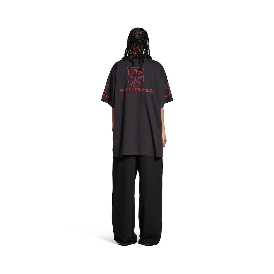 Men's Lion Club T-shirt Oversized in Black/red - 4
