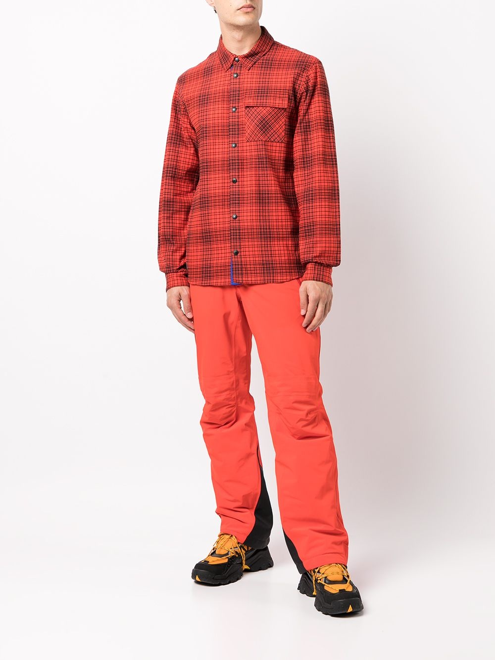 check-print long-sleeved shirt - 2