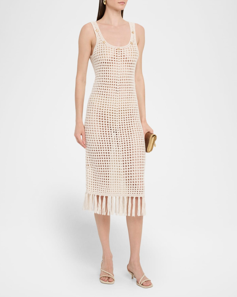 GENERATION LOVE Gia Embellished Crochet Fringe Midi Dress outlook