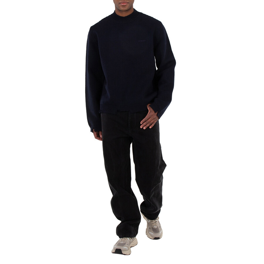 Ambush Navy Felted Knit Distressed Jumper - 4