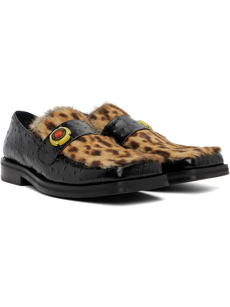 Black Champagne Cap Square Toe Loafers 4