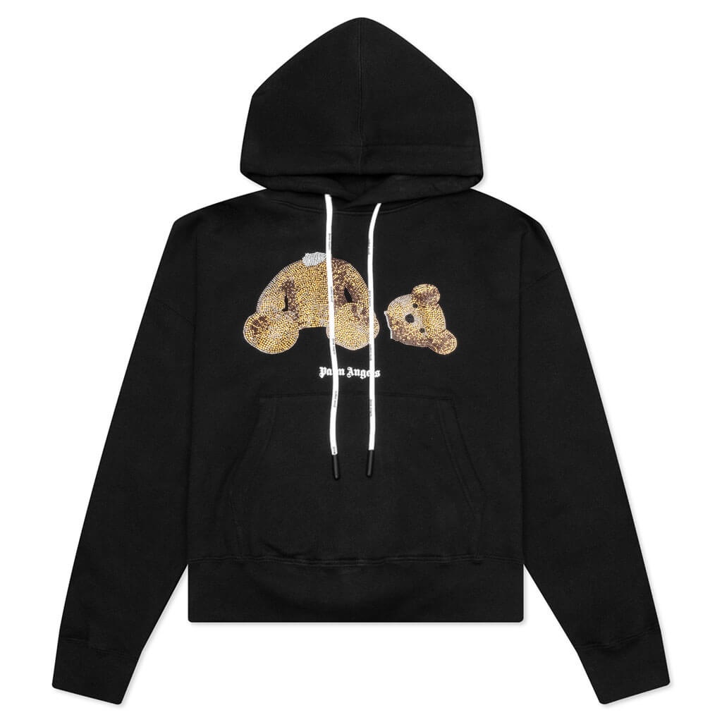 PALM ANGELS PA SEQUINS BEAR HOODIE - BLACK/GOLD - 1