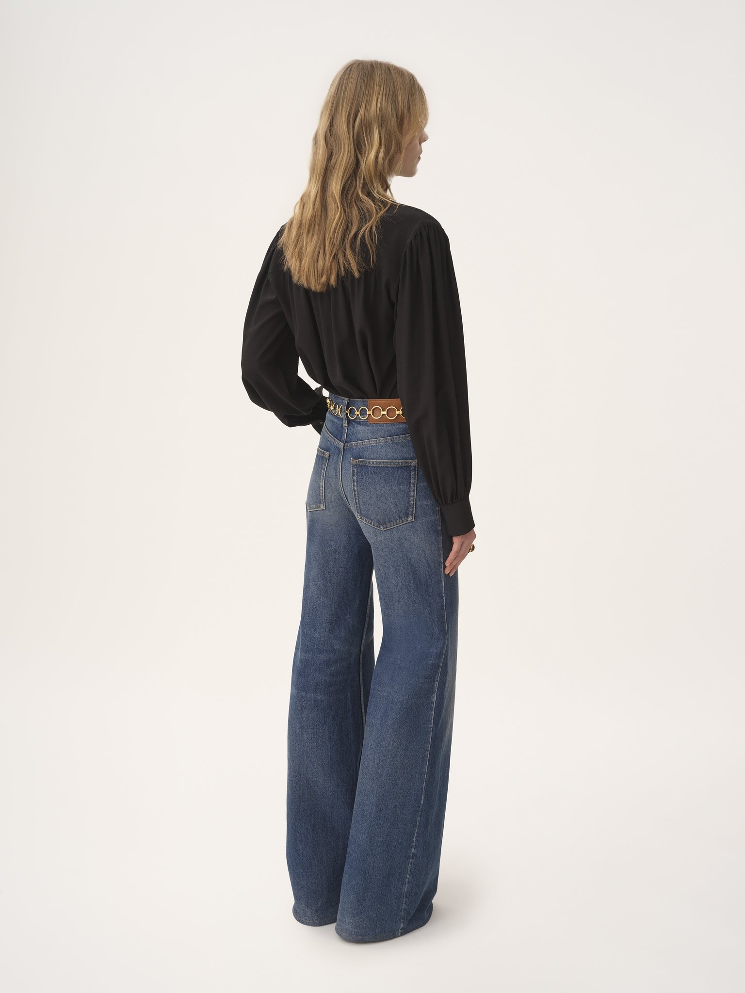 MAXI GATHERED LAVALLIÈRE BLOUSE IN CRÊPE DE CHINE - 6