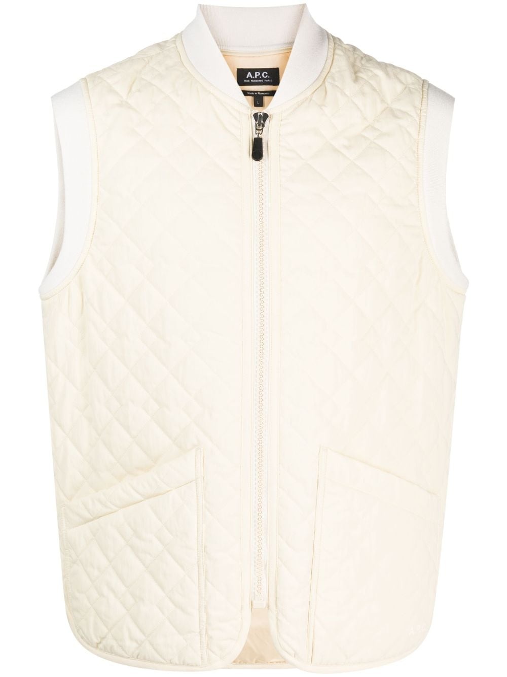 diamond-quilted zip-up gilet - 1