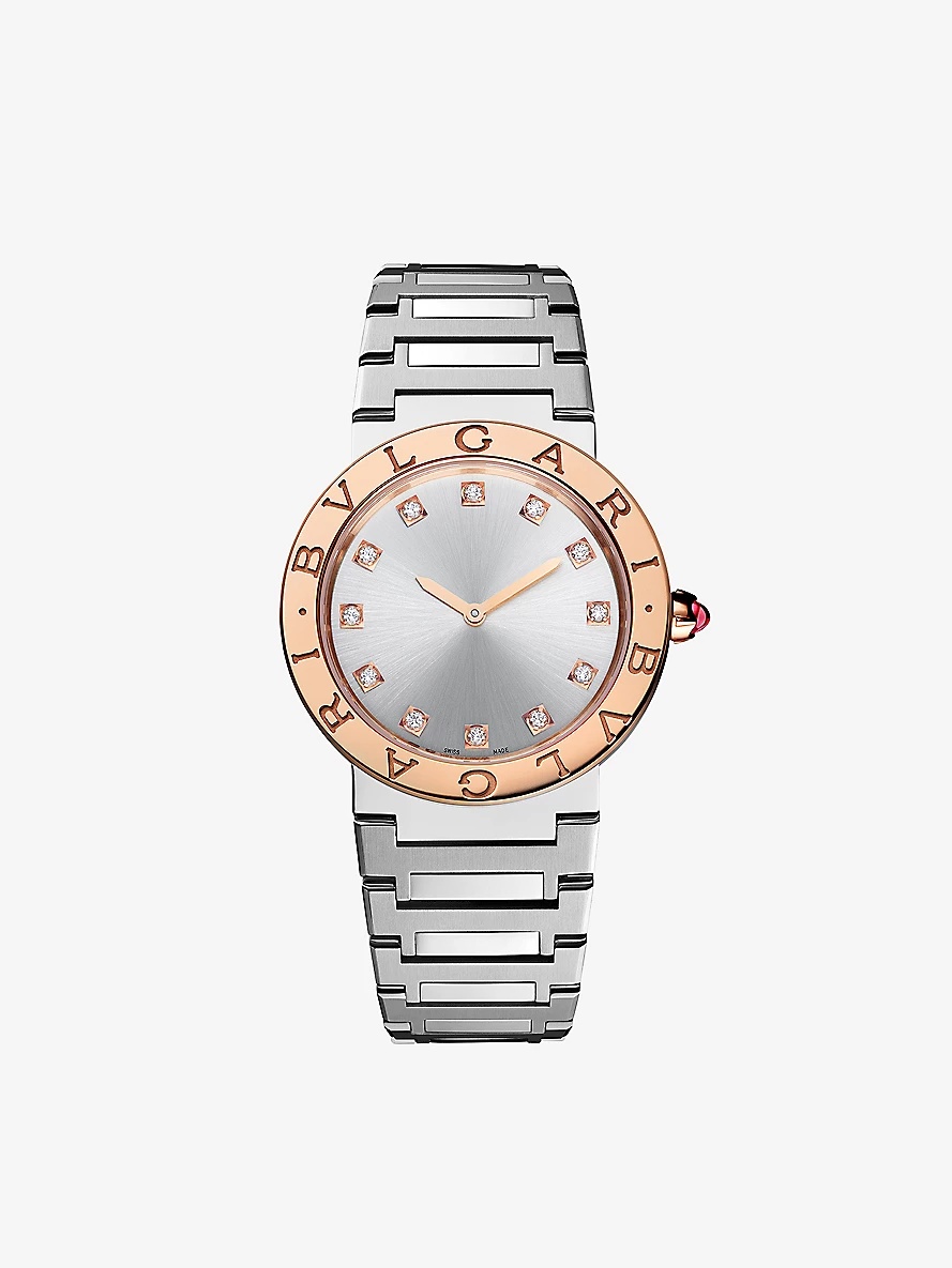 BBL33C6SP12 BVLGARI BVLGARI 18ct rose-gold, stainless steel and 0.21ct diamond watch - 1
