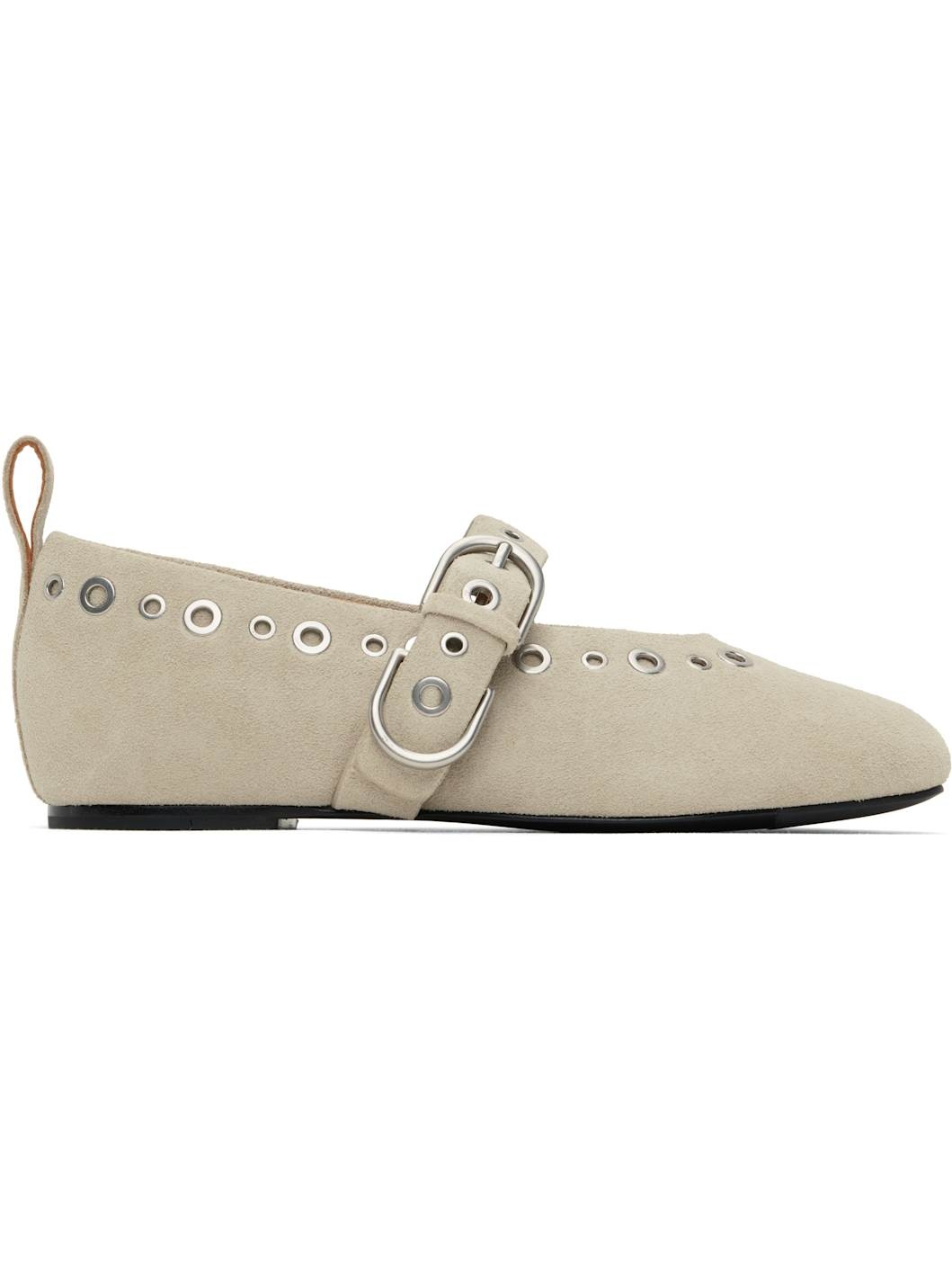 Beige Spire Mary Jane Ballerina Flats - 1