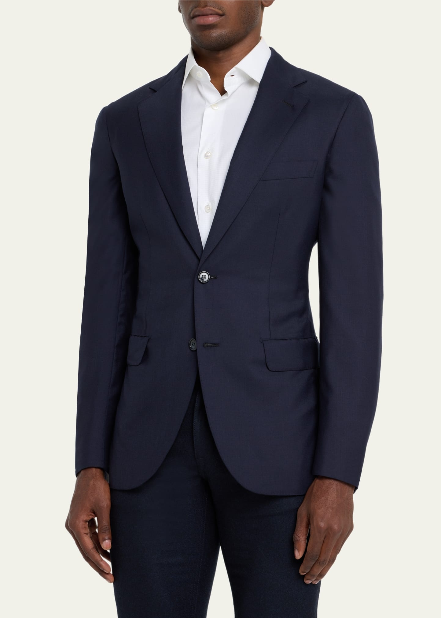 Men's Solid Wool-Silk Blazer - 4