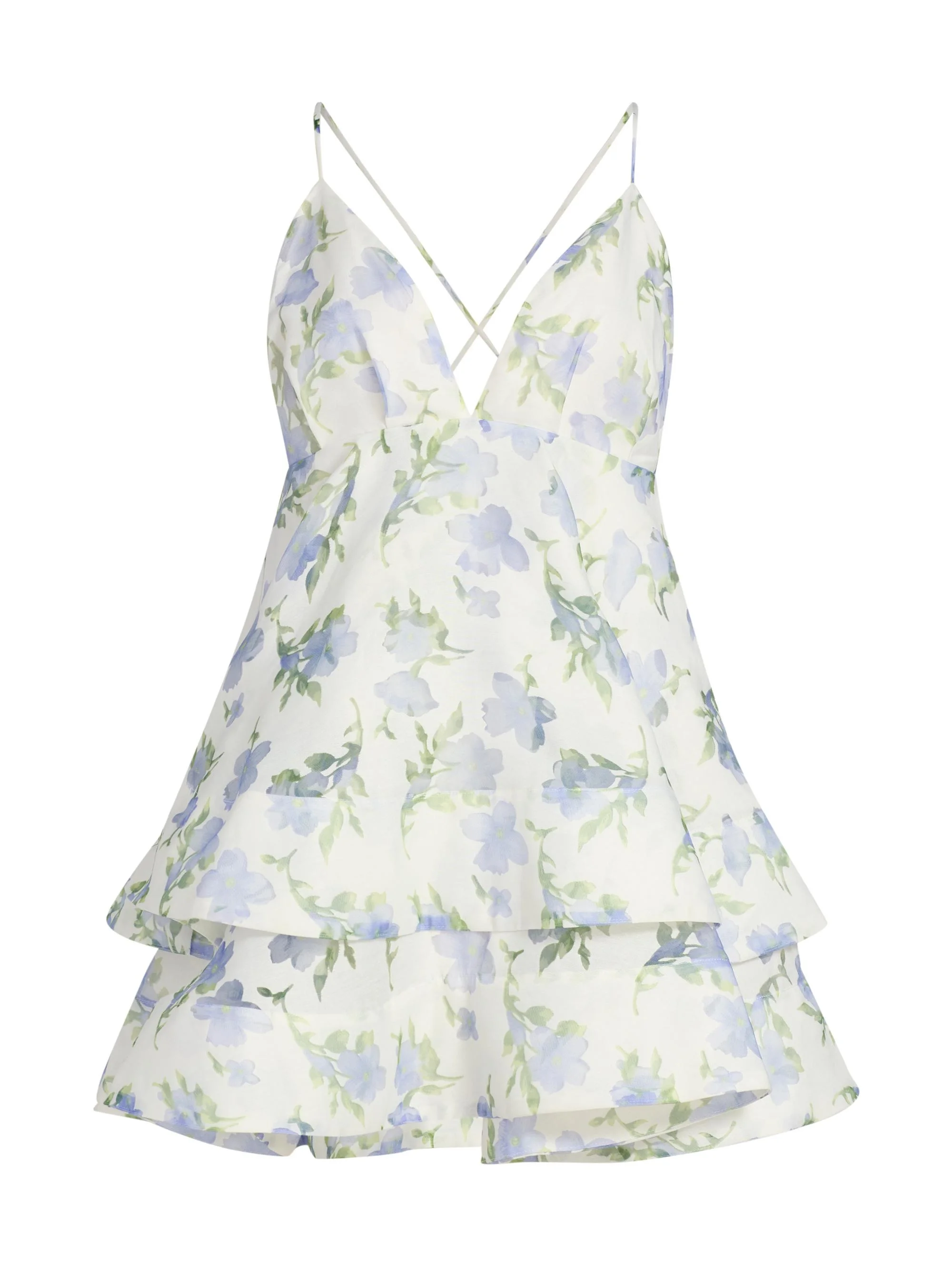 Women's Cleo Tiered A-Line Minidress - Ivory Floral Print - 1