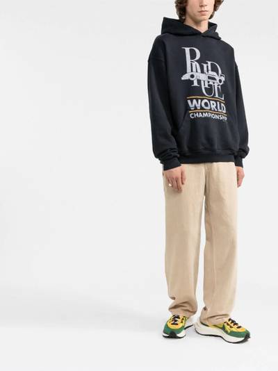 Rhude logo-print cotton hoodie outlook