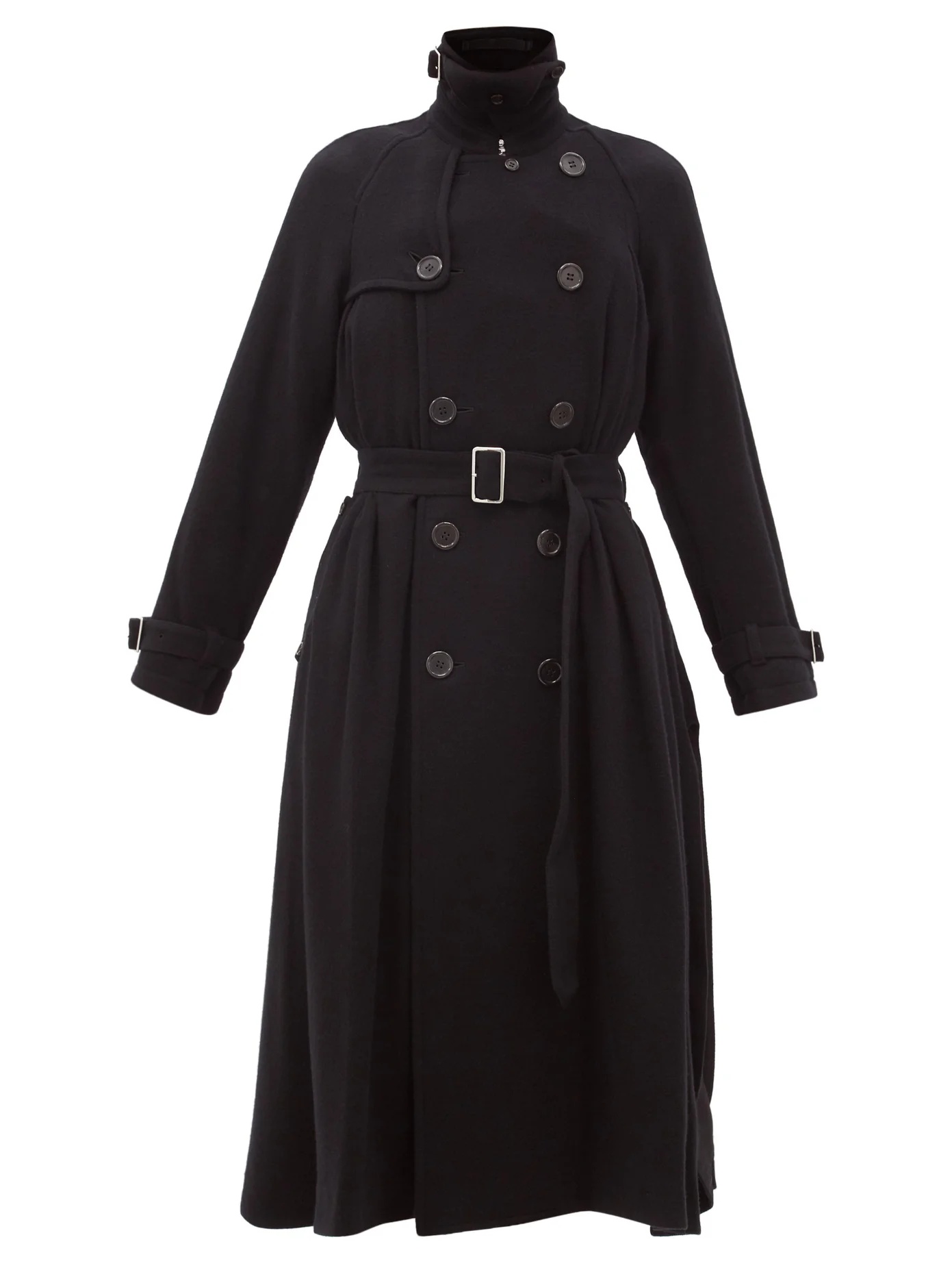 Double-breasted wool trench coat - 1