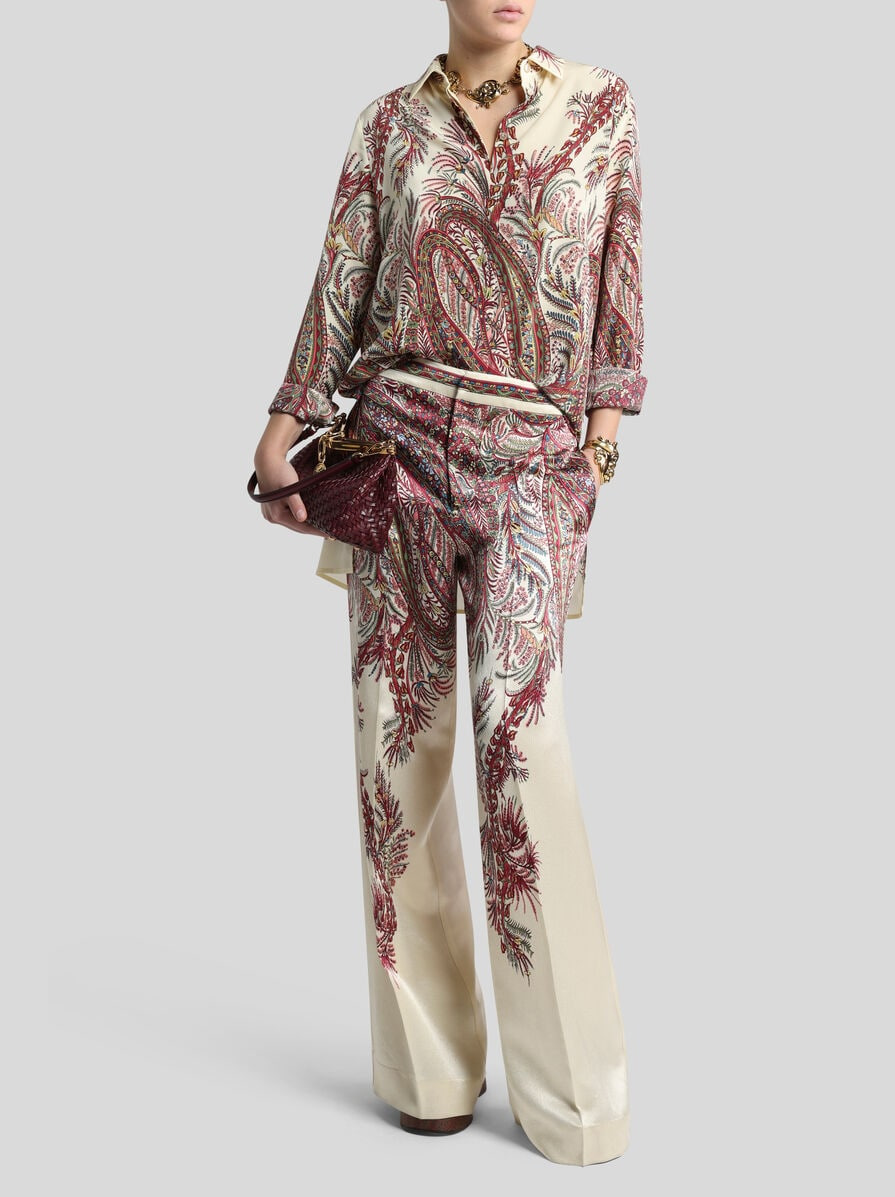 SILK SHIRT WITH PLACED PRINT - 4