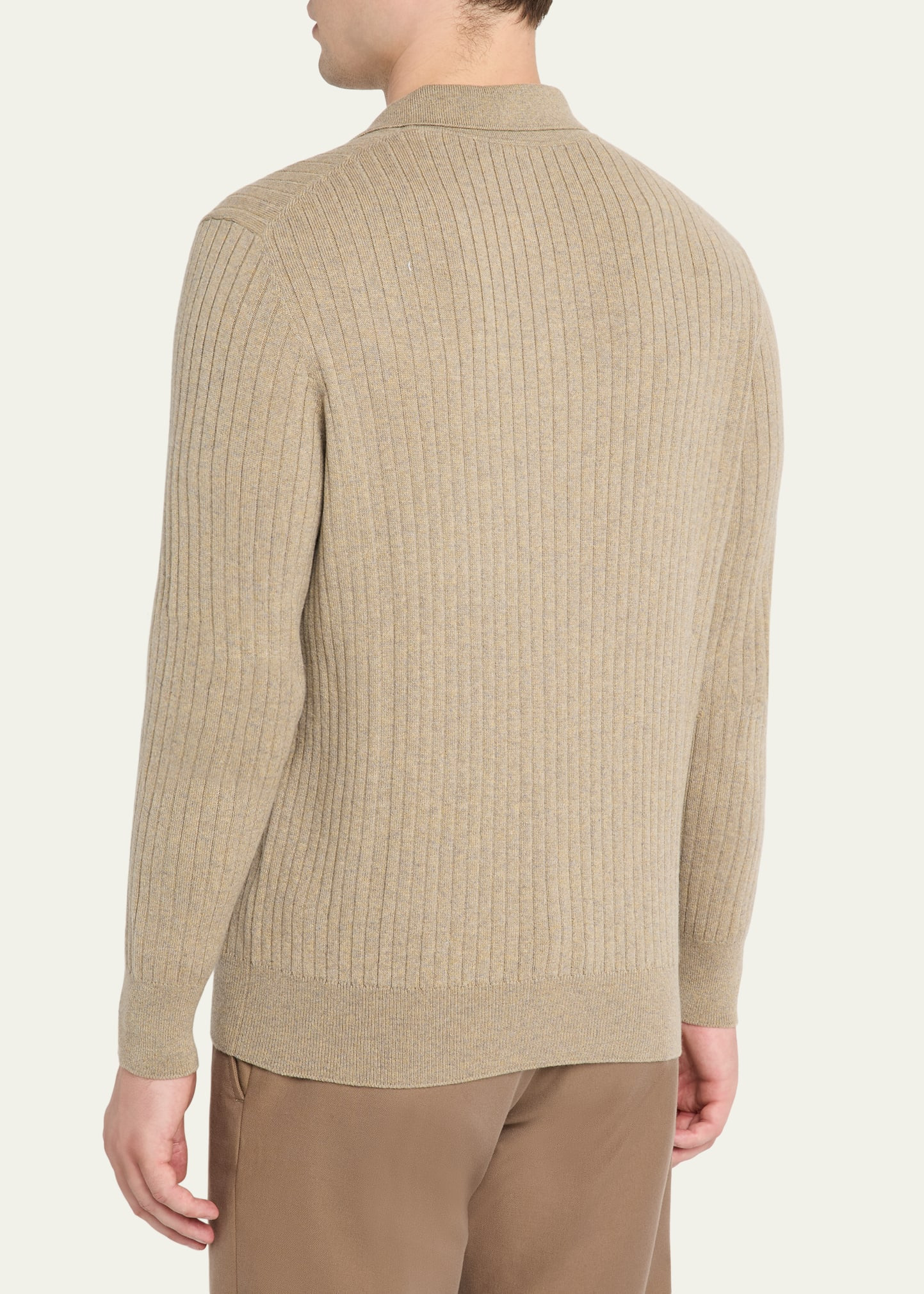 Men's Lexington Baby Cashmere Ribbed Polo Sweater - 3