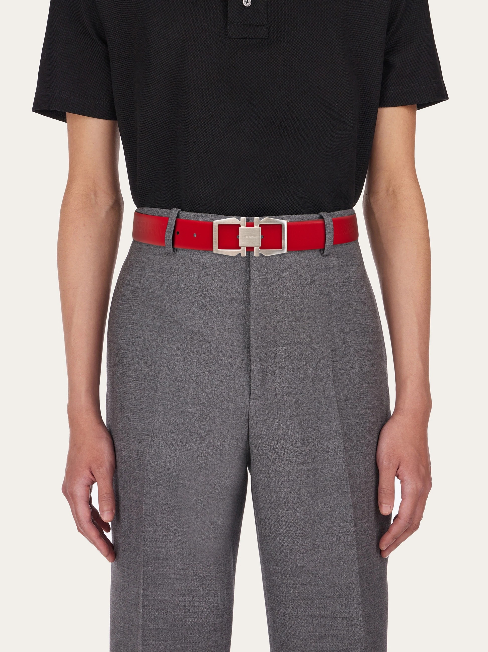 Adjustable belt with Gancini buckle - 4