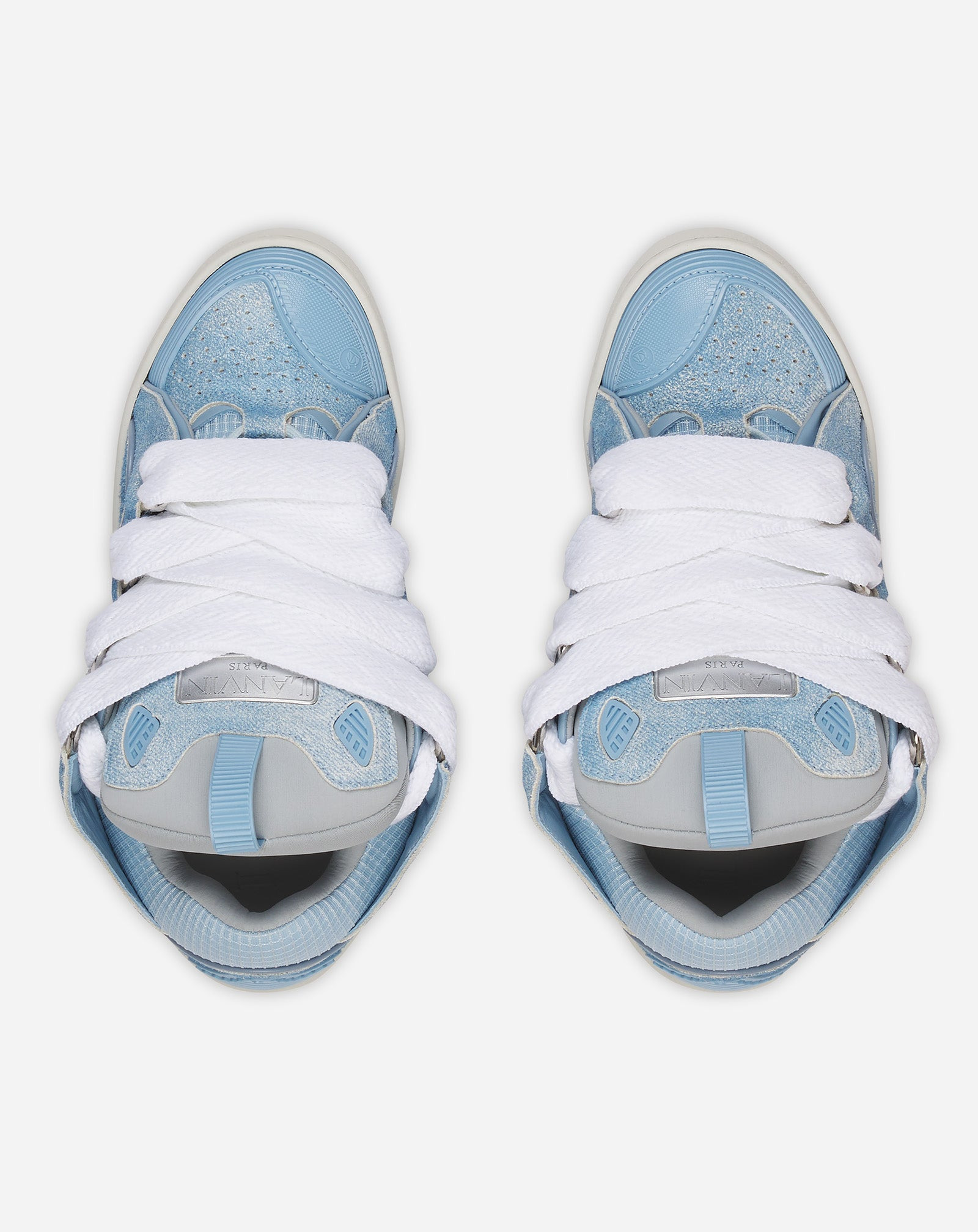 CURB DENIM-EFFECT LEATHER SNEAKERS - 3