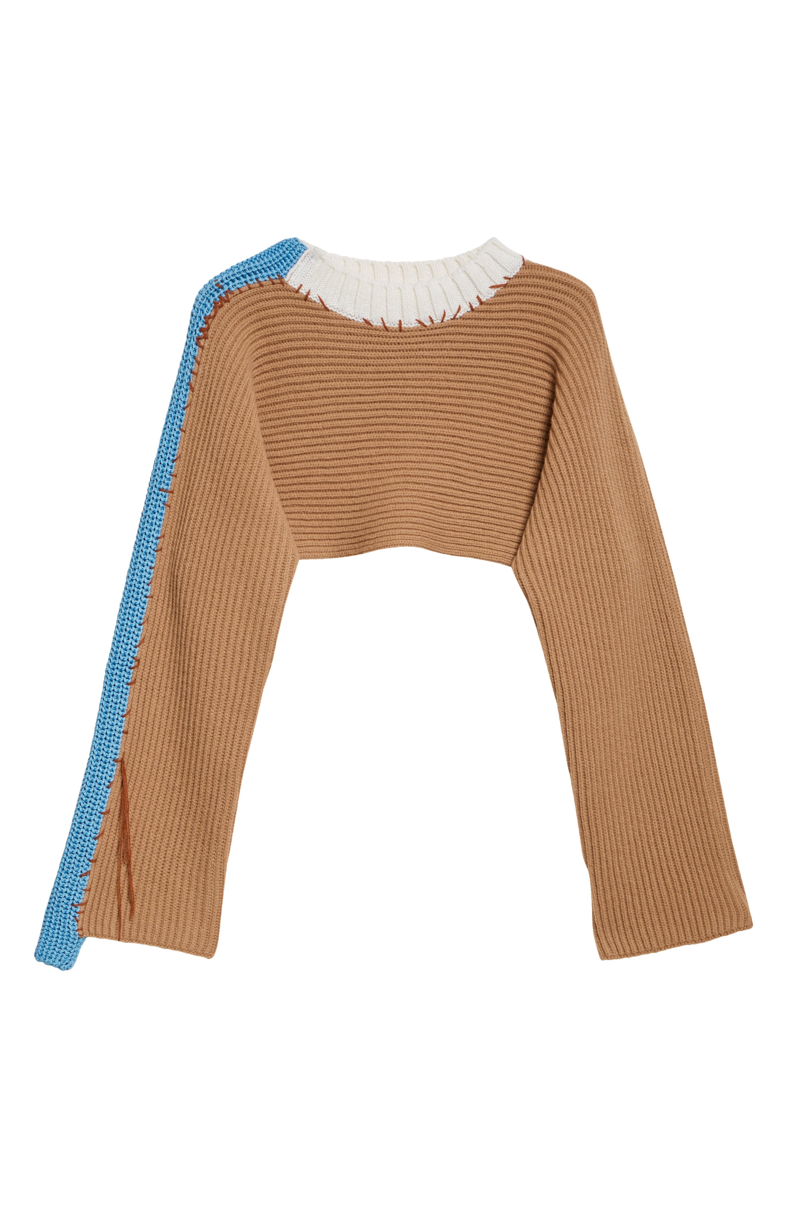 Marni Patchwork Crewneck Crop Sweater in Dune at Nordstrom - 6