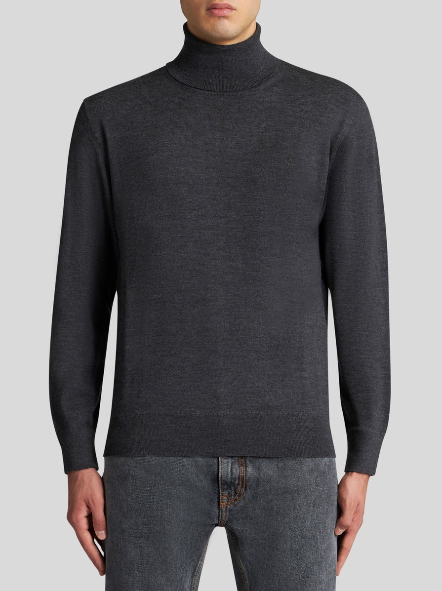 POLO NECK WOOL JUMPER WITH LOGO - 2