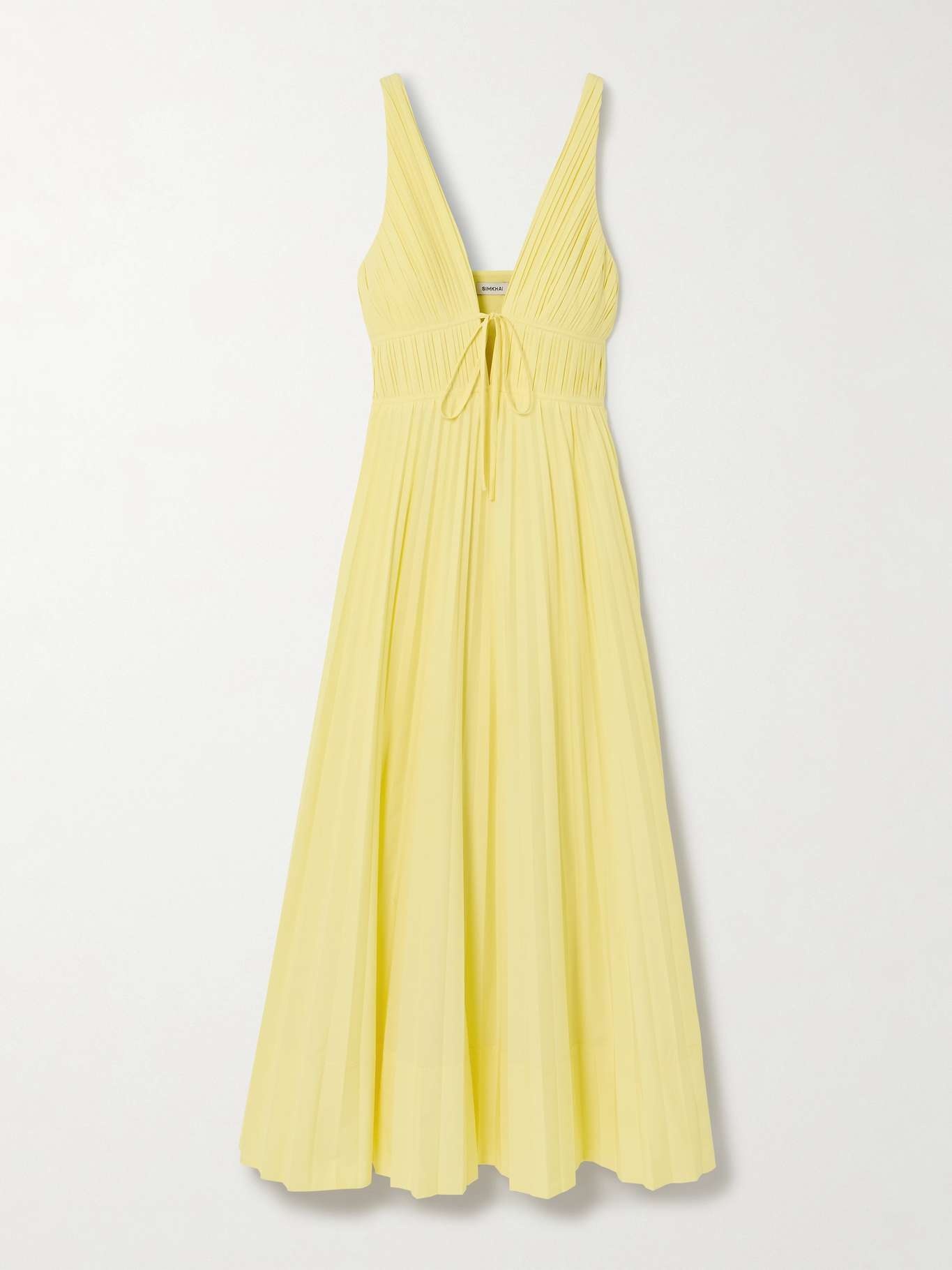 Stephanie bow-embellished pleated cotton-blend poplin maxi dress - 1