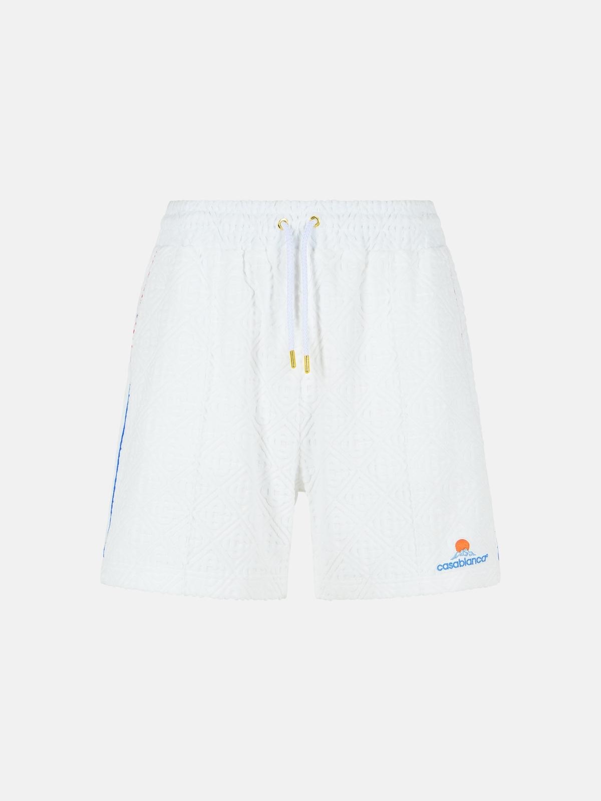 JACQUARD COTTON BLEND TERRY SHORTS WITH WHITE MONOGRAM - 1