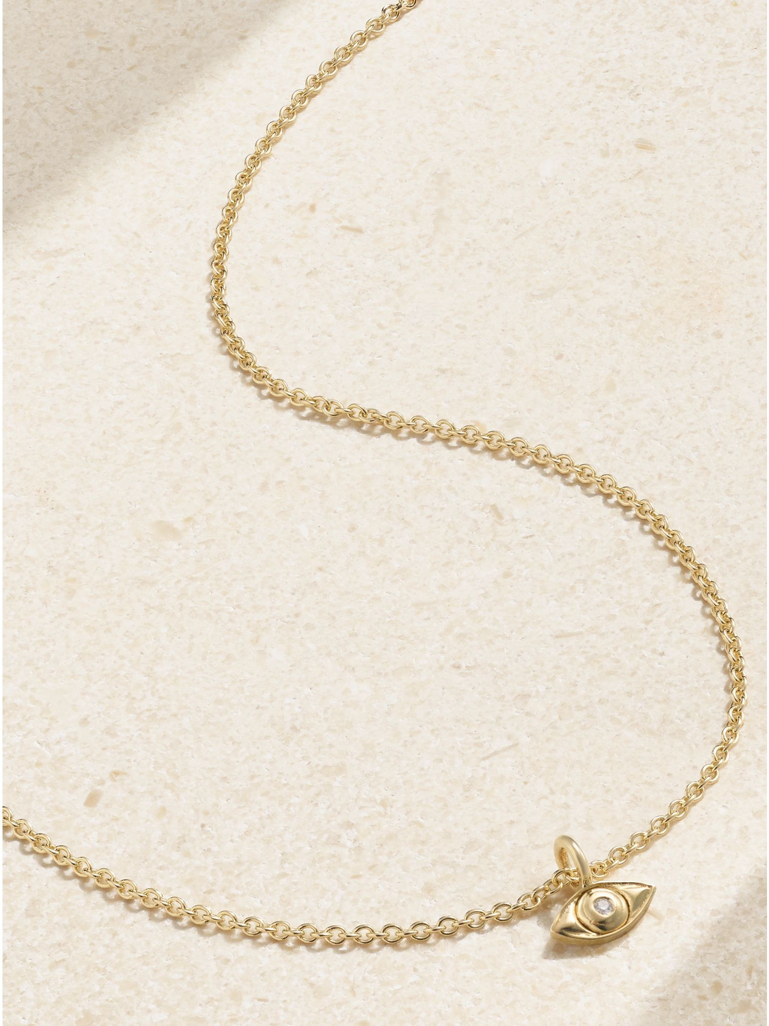 Mini Evil Eye 14-karat gold diamond necklace Gold - 1