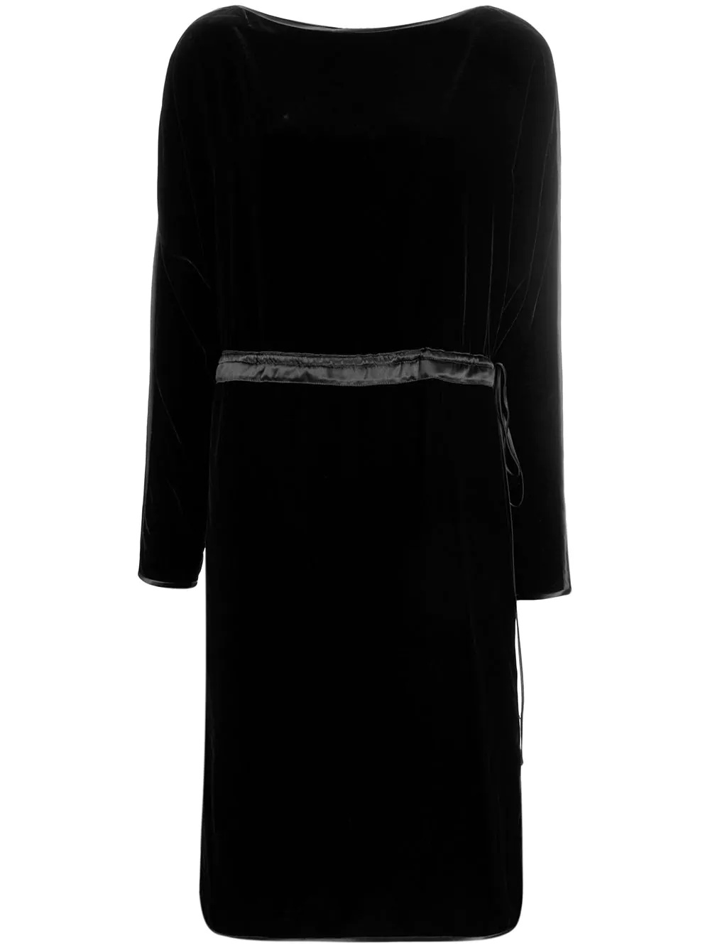 velvet drawstring midi dress - 1