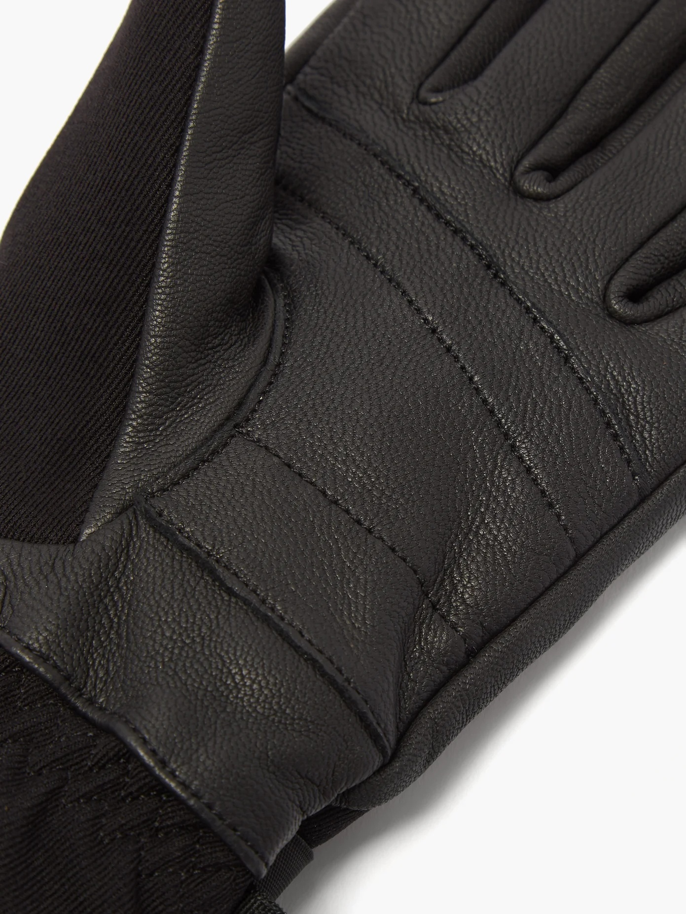 Logo-patch shell and leather gloves - 3