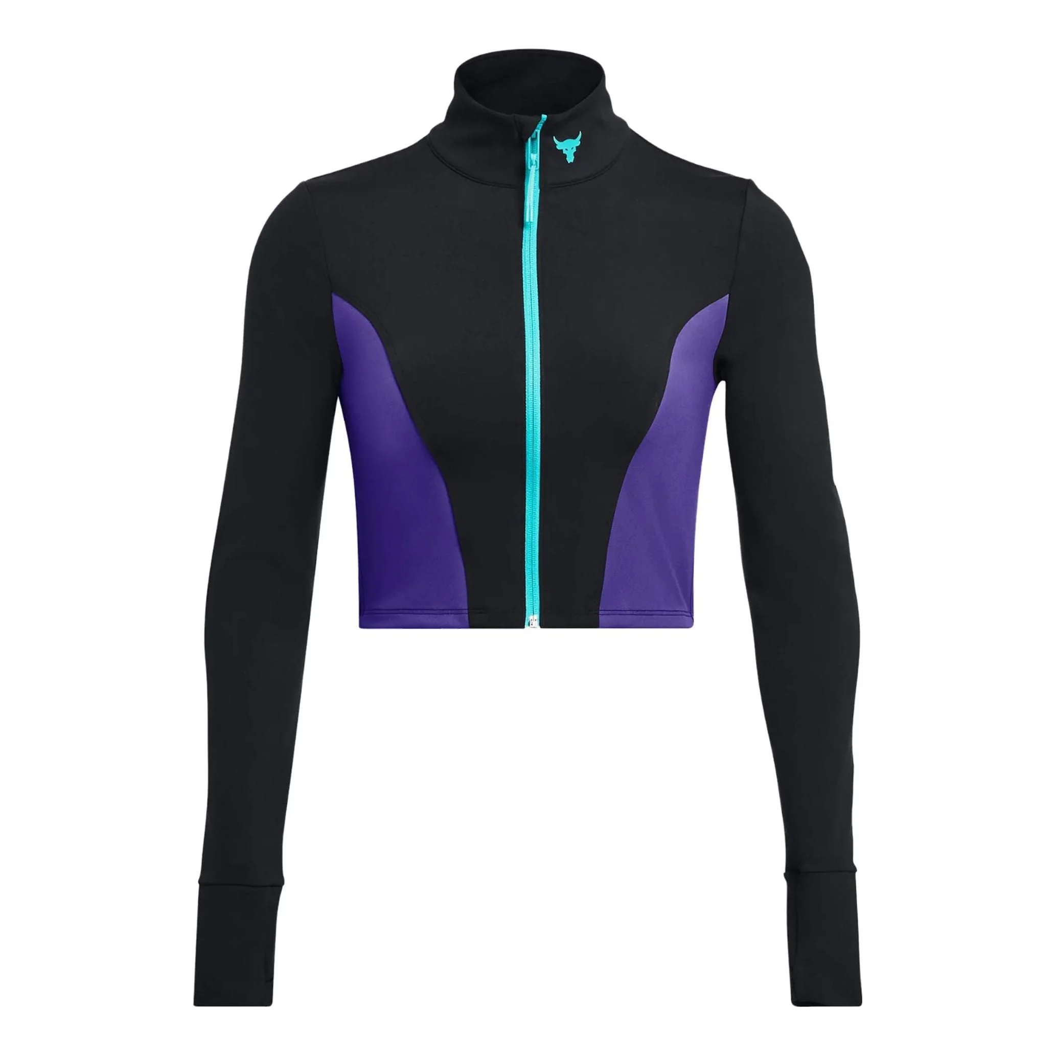 (WMNS) Armour Project Rock LetsGo Crop Full Zip 티셔츠 '블랙 퍼플' 1380194-001 - 1