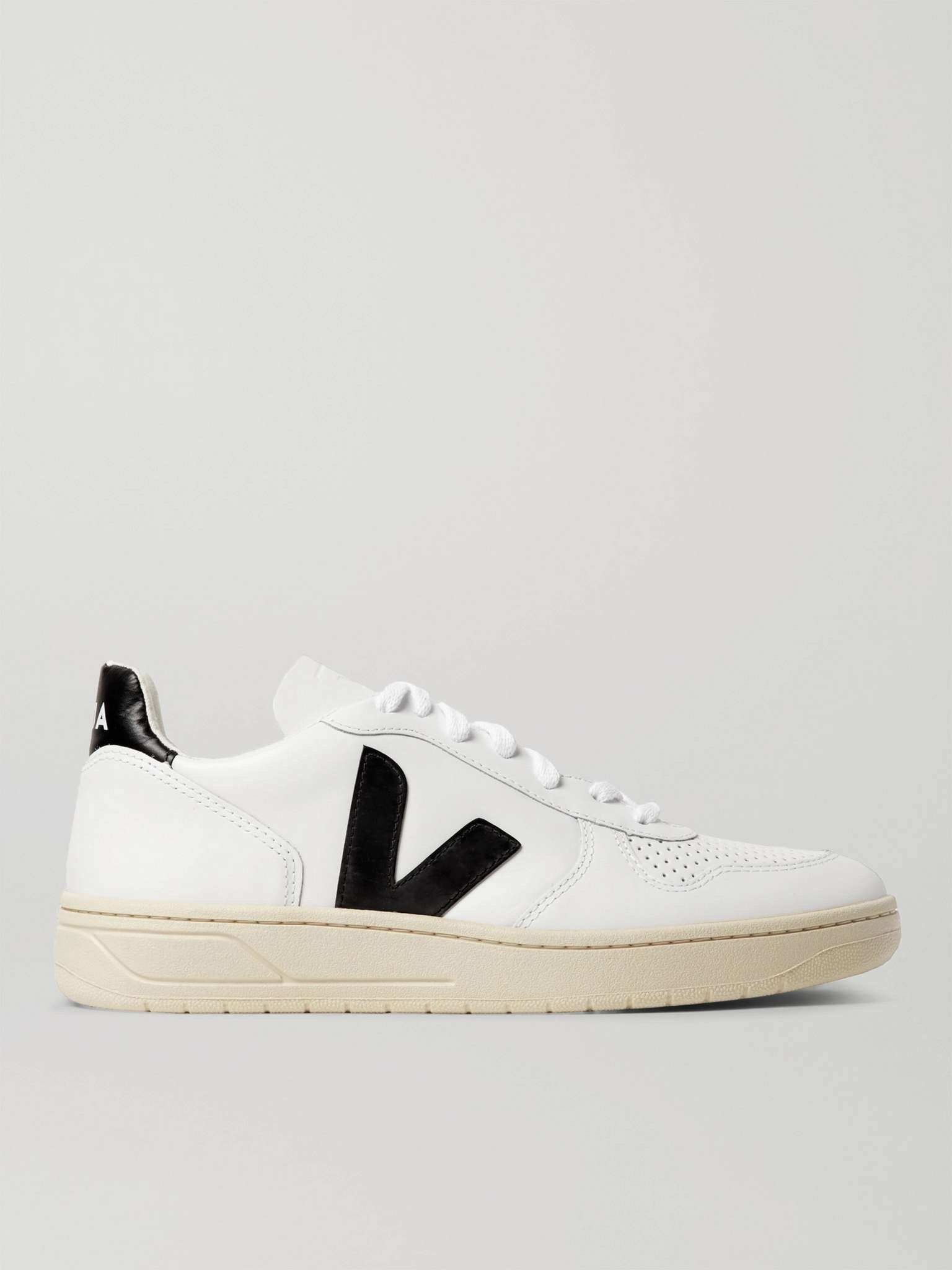 V-10 Rubber-trimmed Leather Sneakers - 1