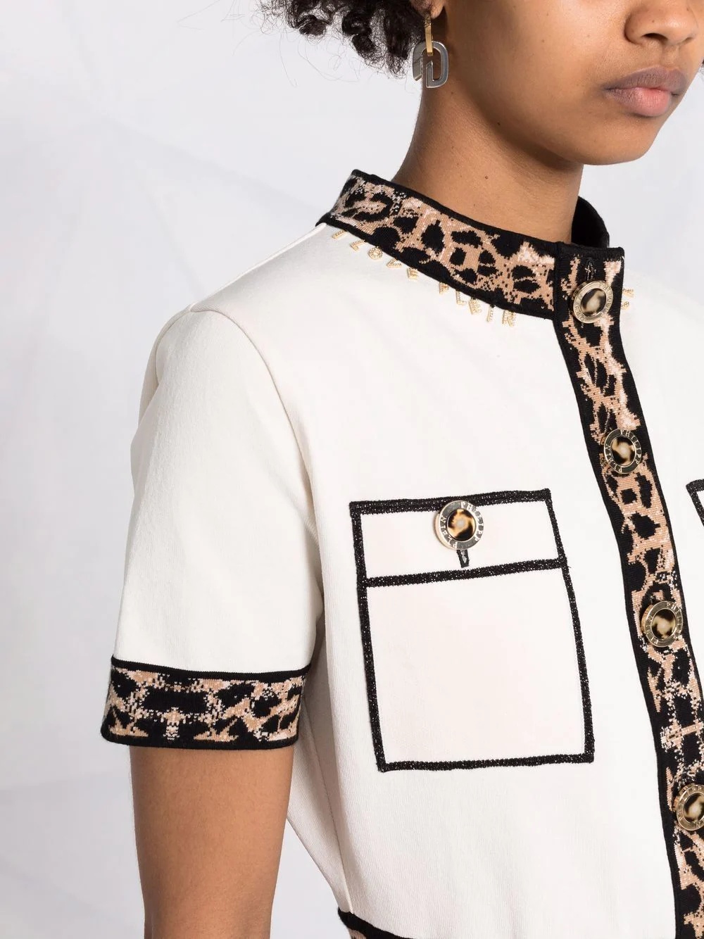 leopard trim dress - 3
