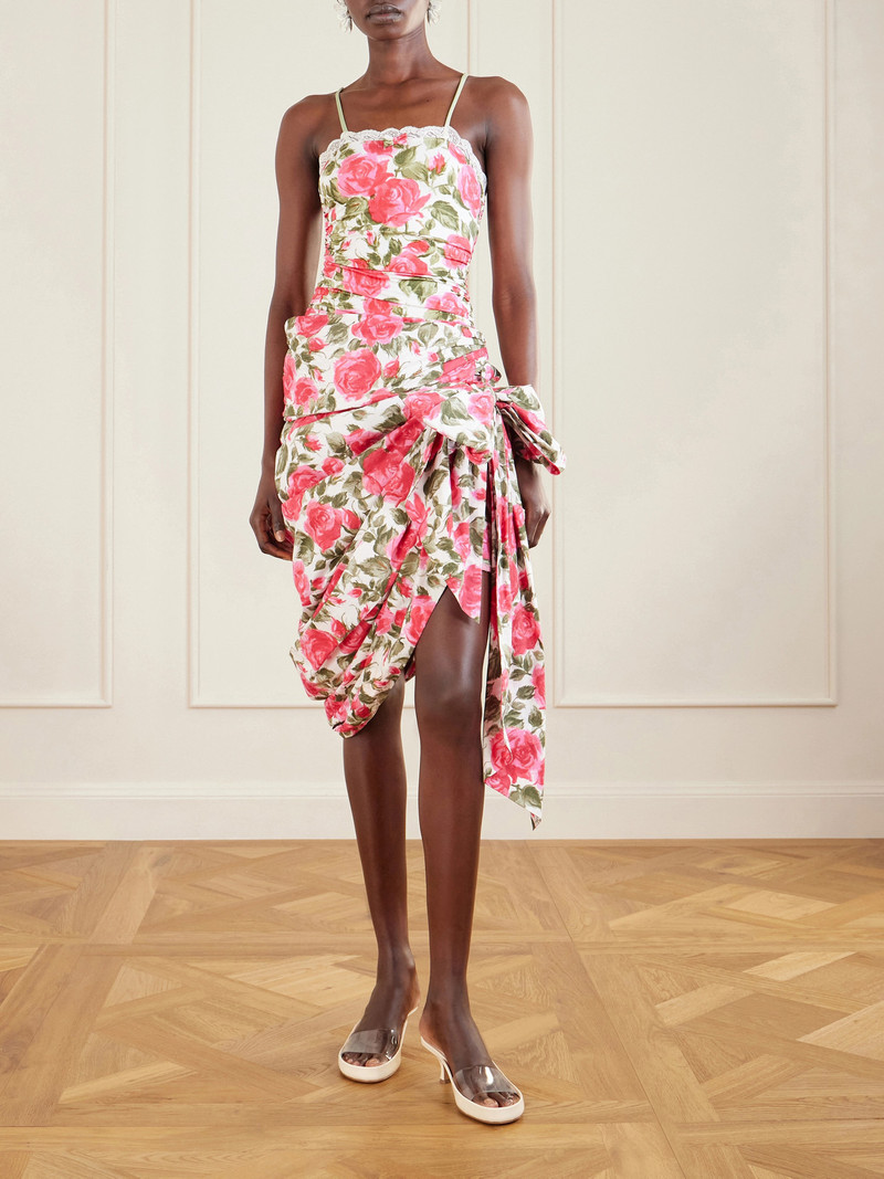 Chloé Bow-detailed Ruched Lace-trimmed Floral-print Swimsuit outlook