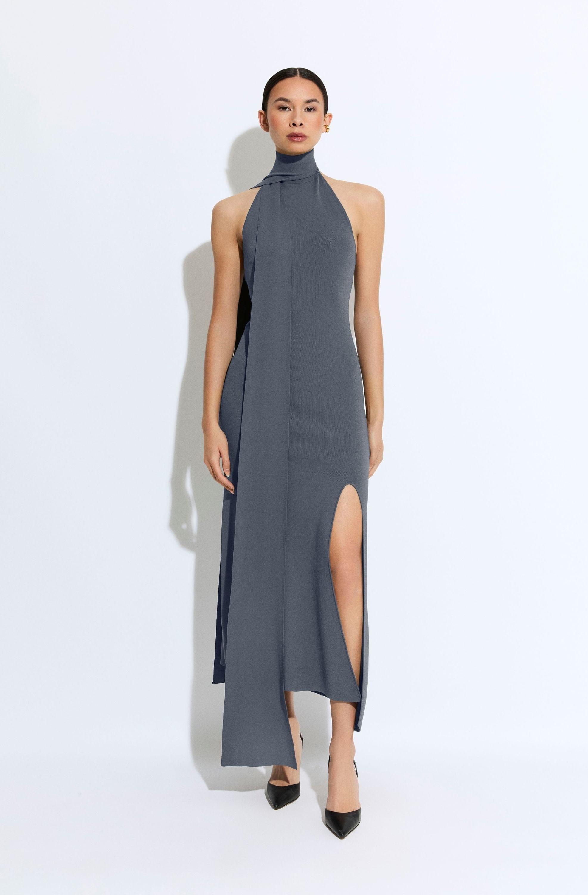 Matte Viscose Halterneck Dress - 2