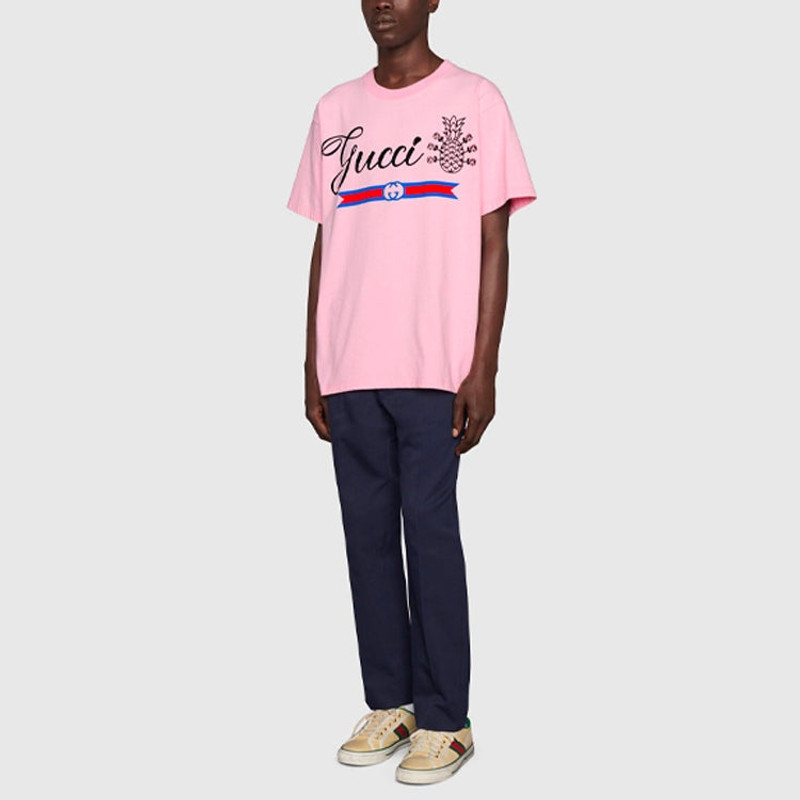 GUCCI Gucci Pineapple Cotton T-Shirt 'Pink' 616036-XJD21-5904 outlook