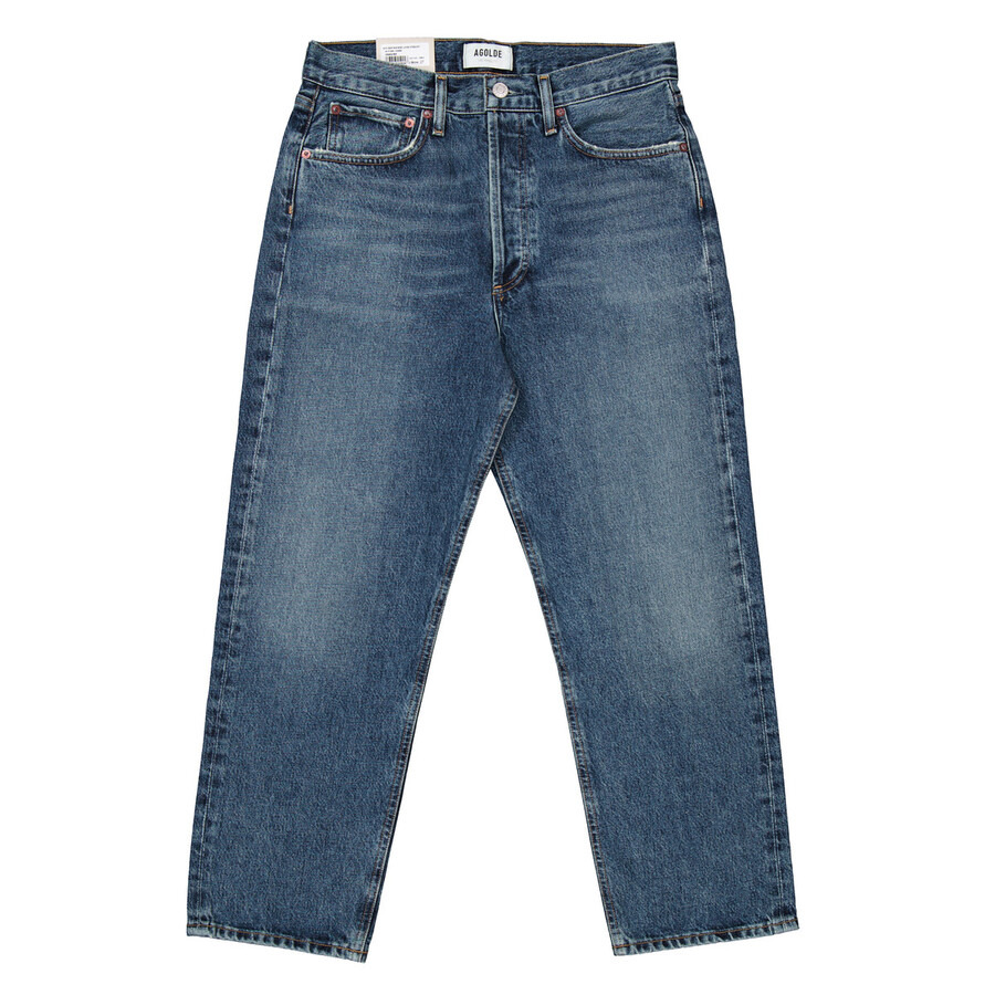 Agolde Ladies Imagine Med Dark Indigo 90S Crop Mid Rise Straight Jeans - 5