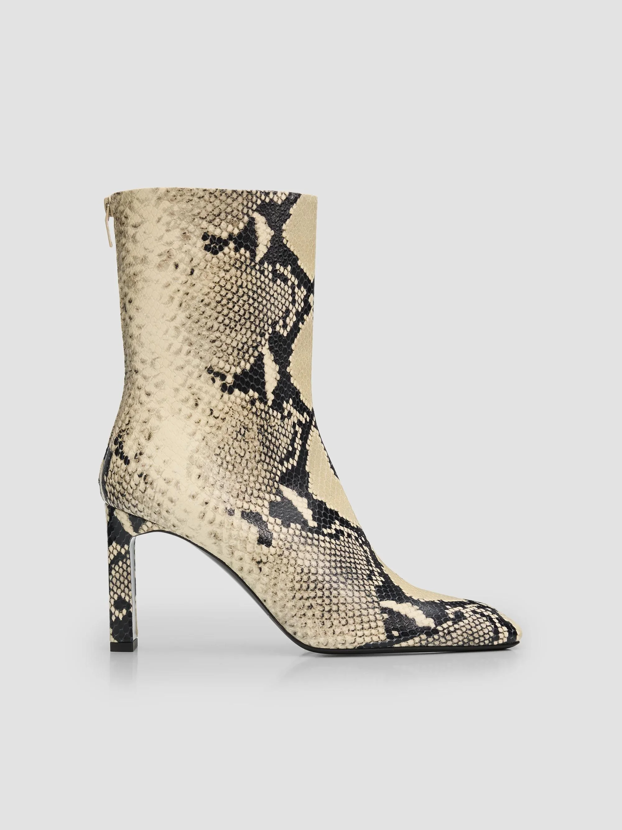 Women's Python-Embossed 85MM Leather Boots - Ecru Black - 1