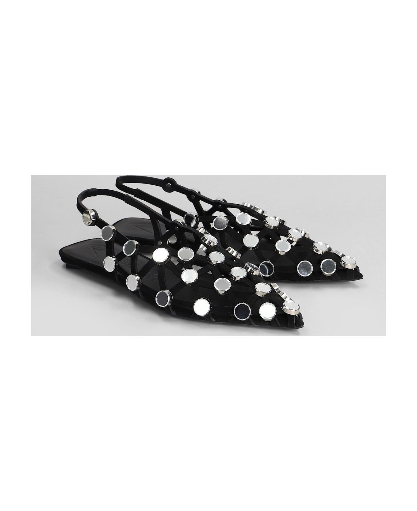 Grid Flats In Black Leather - 2