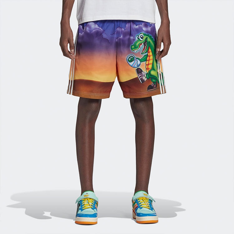 adidas originals x Kerwin Frost Crossover Cartoon Full Print Contrasting Colors Sports Shorts H66312 - 4