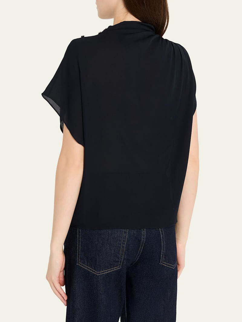 TWP Wish You Would Draped Silk Georgette Blouse outlook