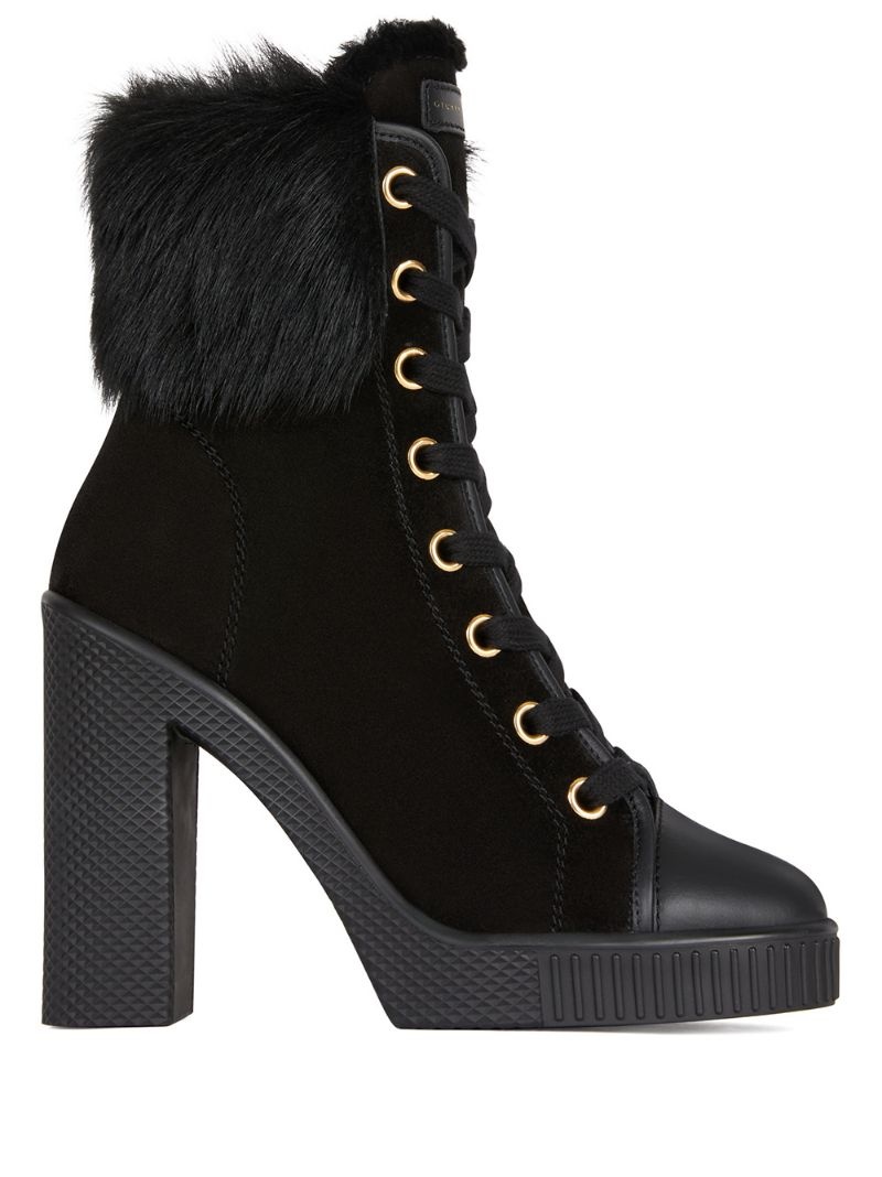 fur-shearling trim boots - 1