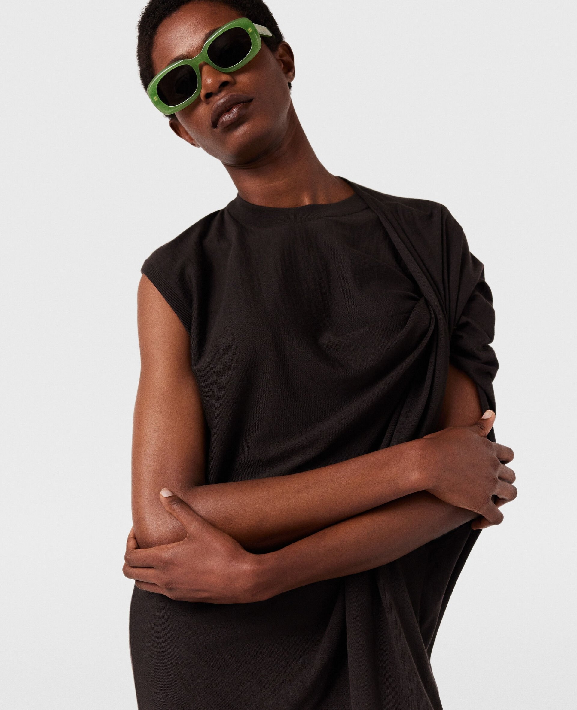 Asymmetric Draped Maxi Dress - 4