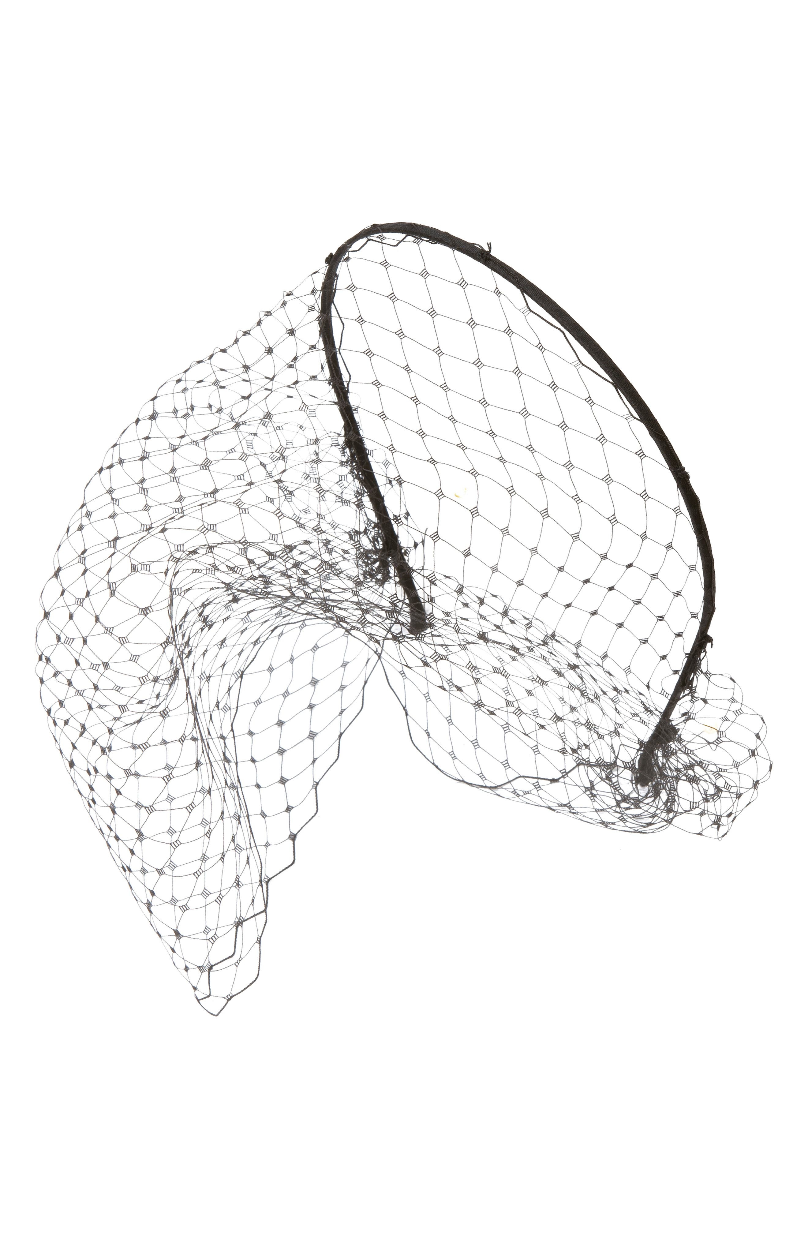 Jennifer Behr Voilette Silk Headband with Mesh Veil in Black at Nordstrom - 1