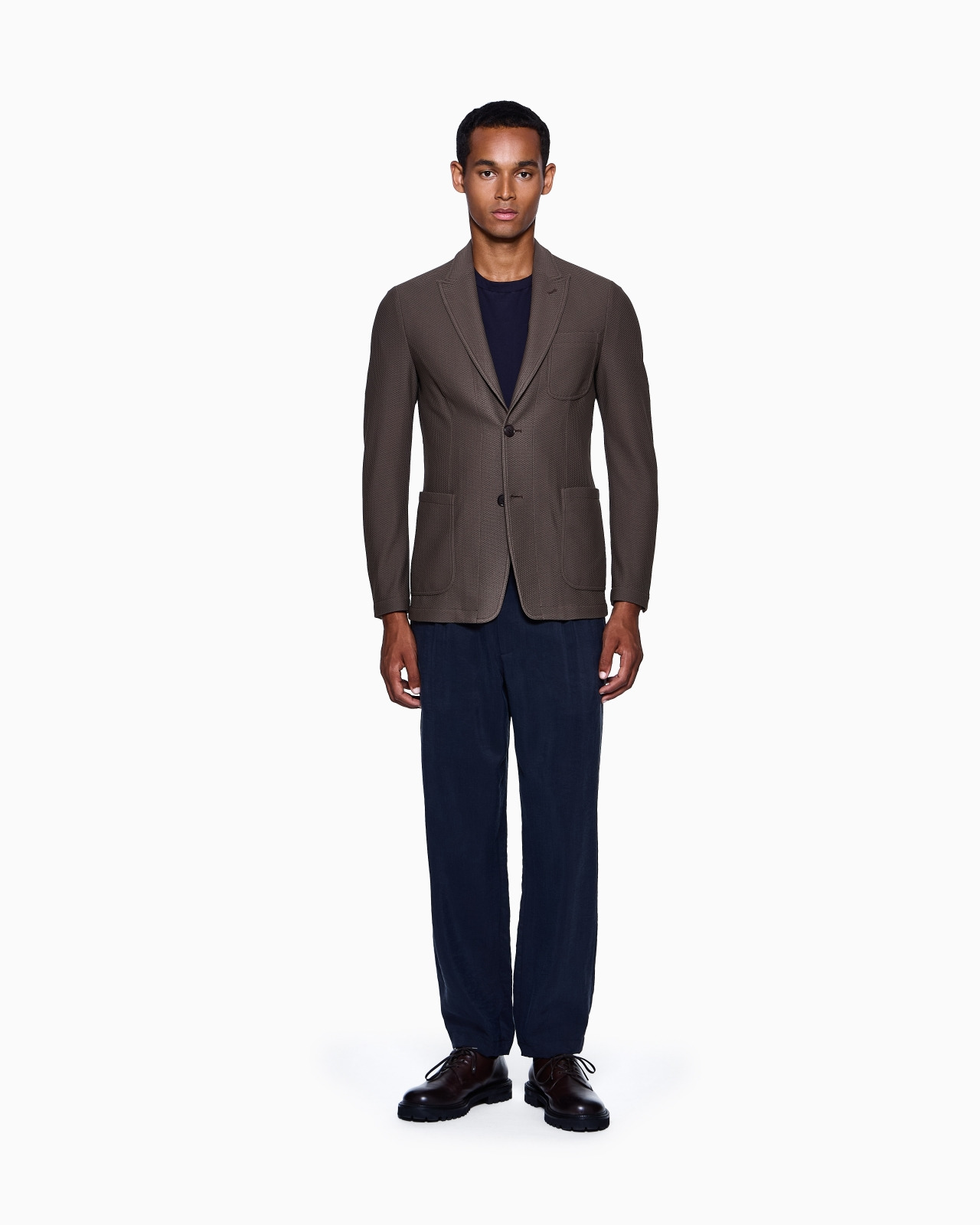 SINGLE-BREASTED JACKET IN TECHNICAL WAFFLE FABRIC - 2