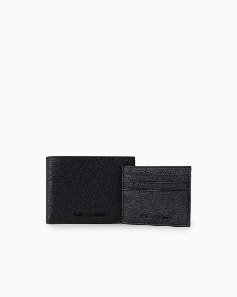 EMPORIO ARMANI Gift box with wallet and card holder in tumbled leather outlook