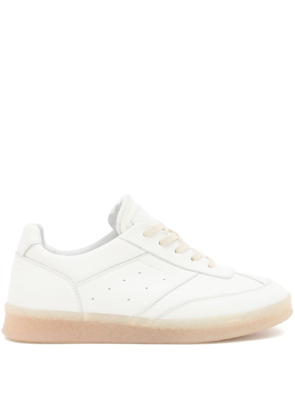 stitch-logo leather sneakers - 1