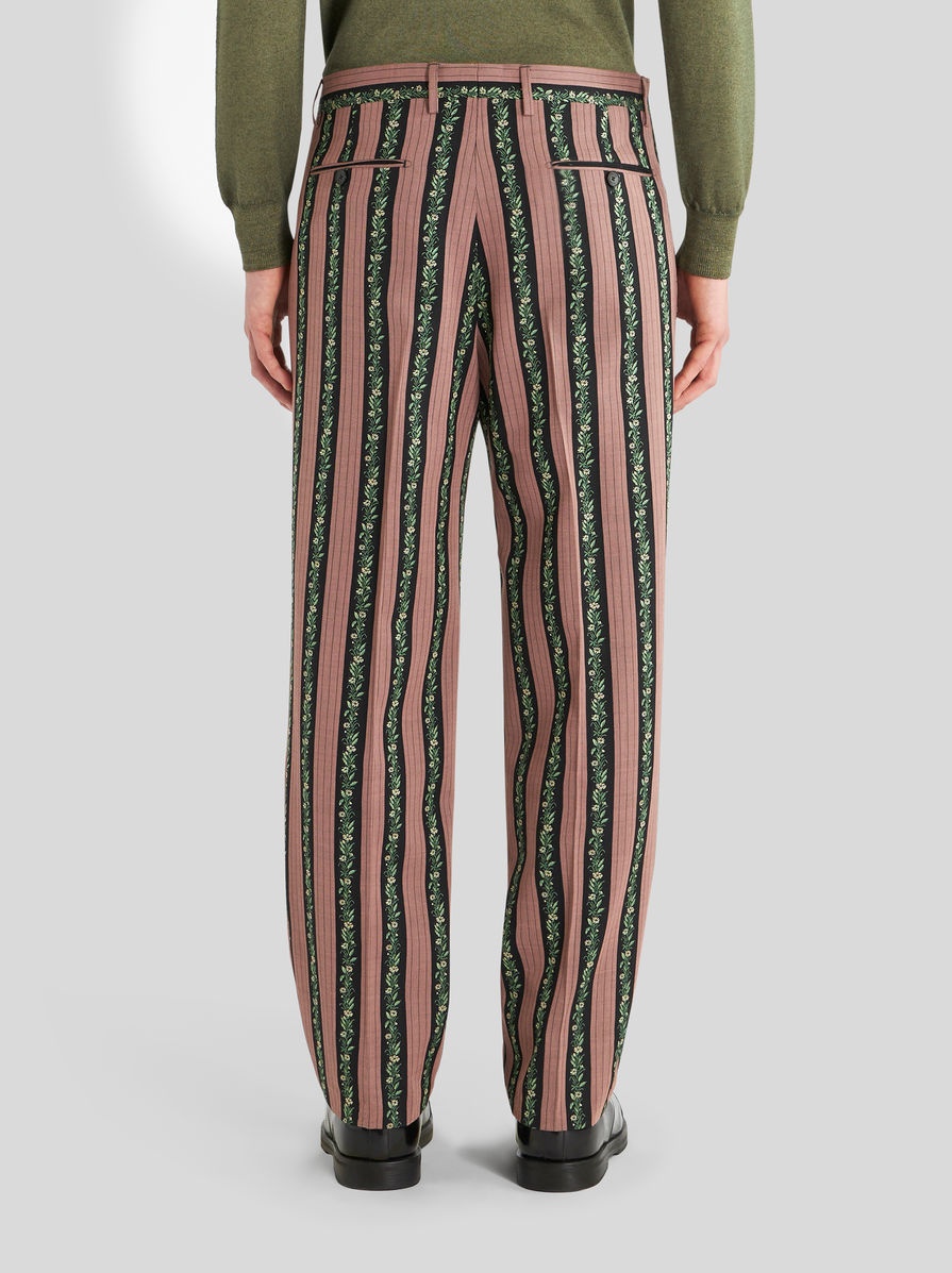STRIPED FLORAL JACQUARD TROUSERS - 4