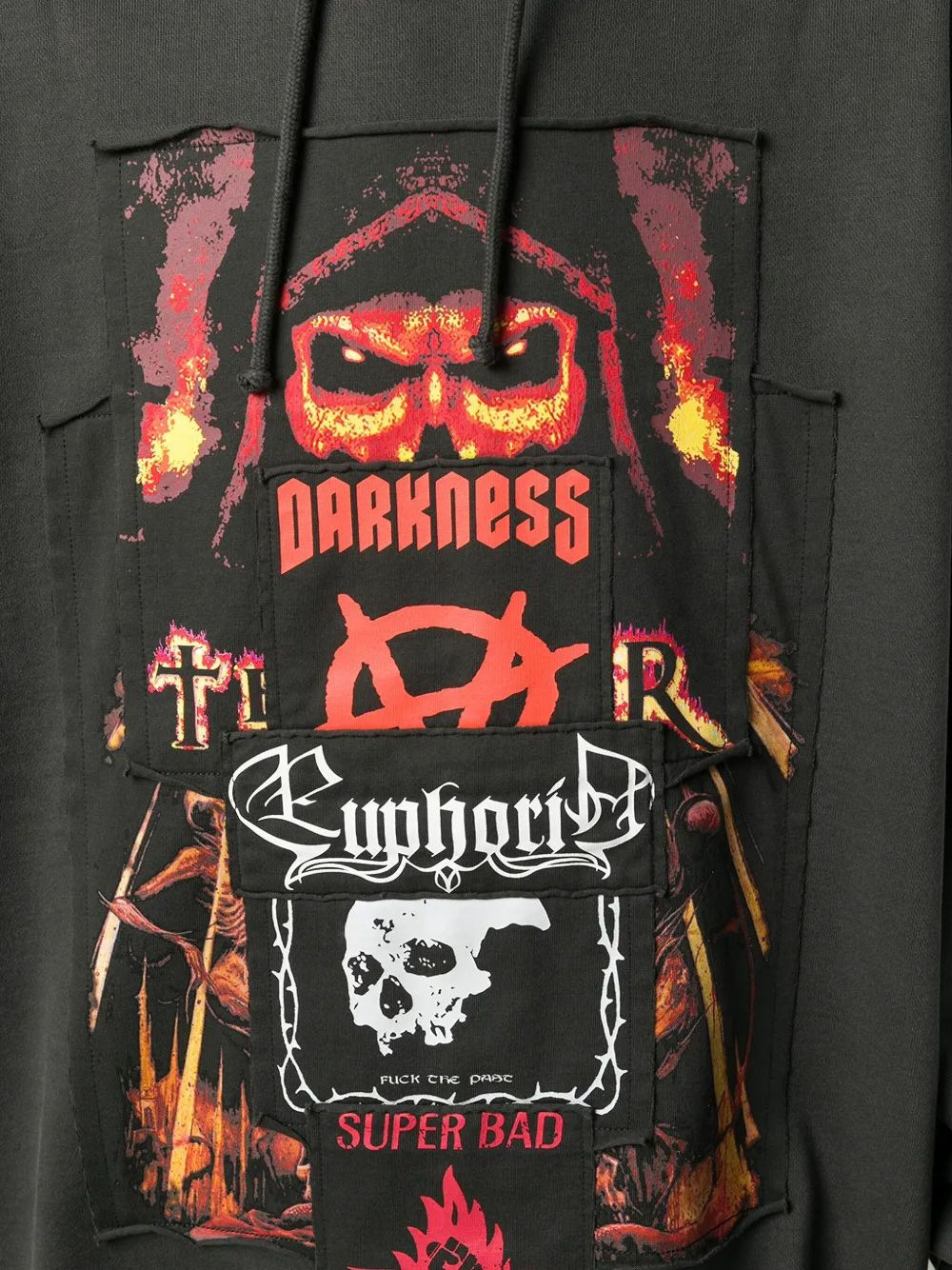 patchwork graphic-print hoodie - 5